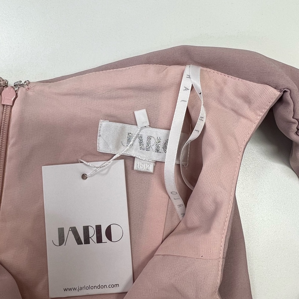 Jarlo Autumn Off The Shoulder Gown in Blush New With Tags Size 12 Formal Dress - Picture 2 of 11